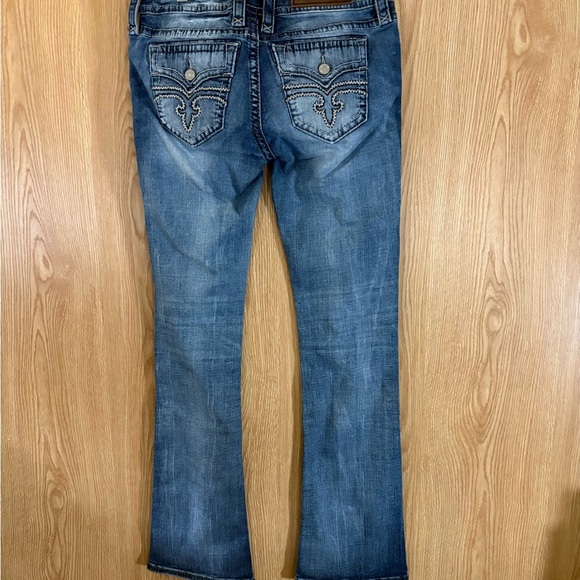 Rock Revival ‘Julee’ Bootcut Faded Blue Jeans with Detailed Stitching - Picture 3 of 7